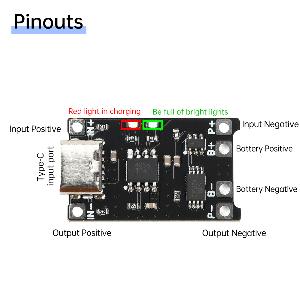 Tp4056 Module - โมดูลชาร์จแบตเตอรี่ลิเธียมไอออน Type C DC 4-8V TP4056
