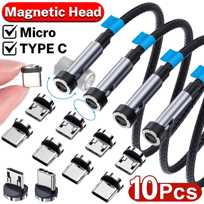 Micro Usb Cable - 10/1 ชิ้น หัวต่อแม่เหล็กไมโครยูเอสบี/Type C ใช้ได้กับโทรศัพท์แอนดรอยด์/Type C