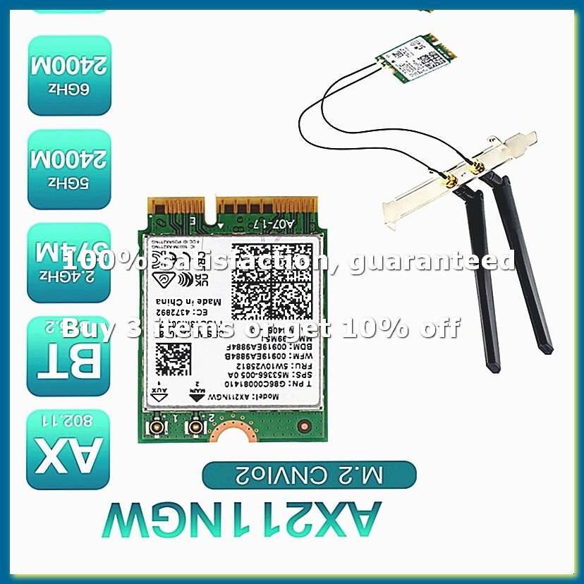 Antenna 2.4Ghz - AX211NGW+เสาอากาศคู่ไวไฟ 6E M.2 คีย์ E CNVio2
