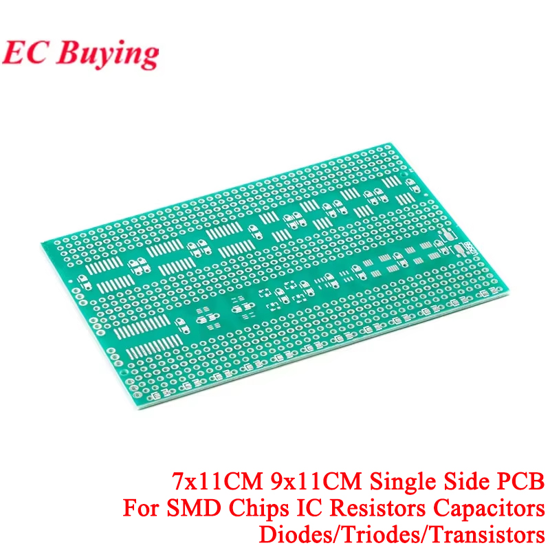 7x11 ซม.9x11 ซม.ด้านข้าง SMD U - Pcb Prototyping Board บทวิจารณ์และราคา
