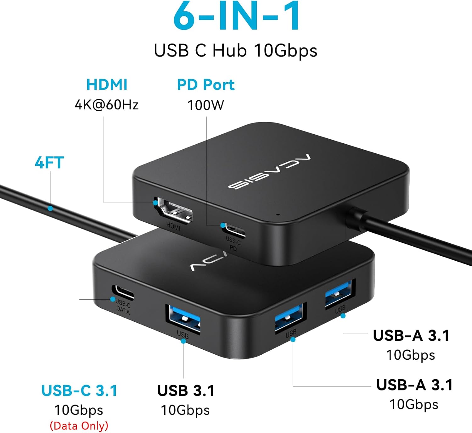 ฮับ ACASIS USB C 6 in 1 10Gbps - Usb C Cable บทวิจารณ์และราคา